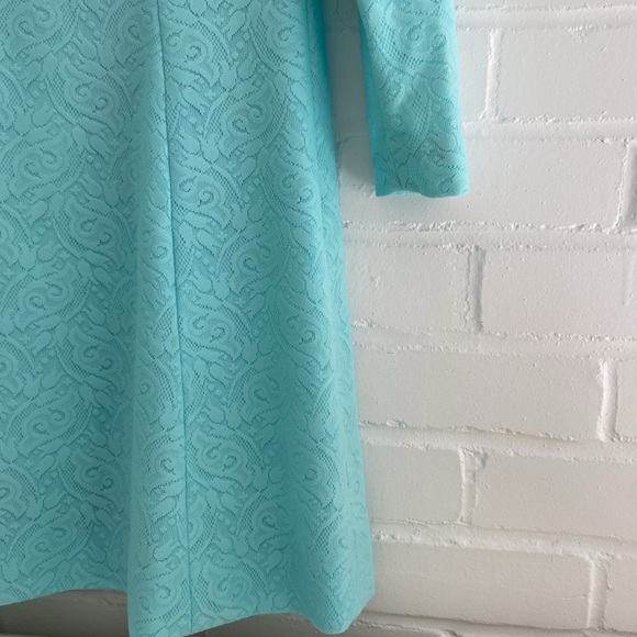 Womens Classic Vintage Seafoam Green Silver Trim Festive High Neck Dress Size 8 - Picture 4 of 9